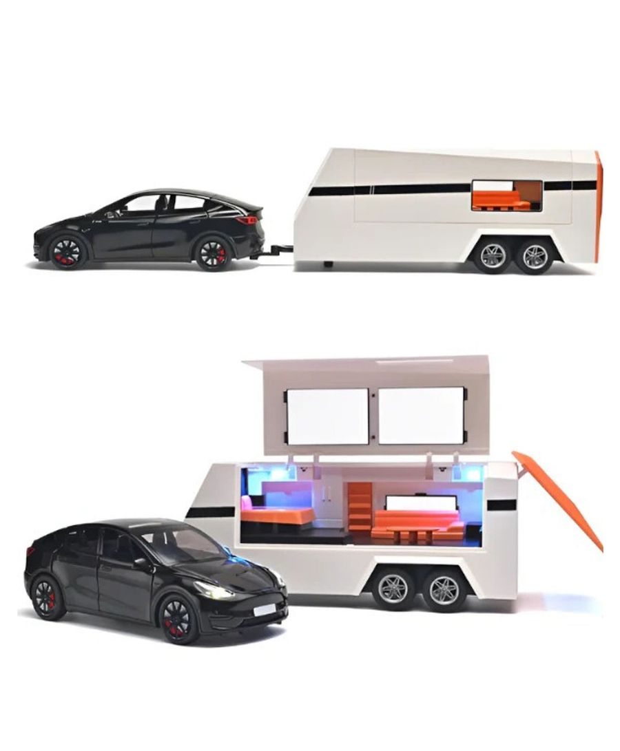 Tesla Model 3 with Trailer RV Model Set 1:24 Die-Cast Model image 4