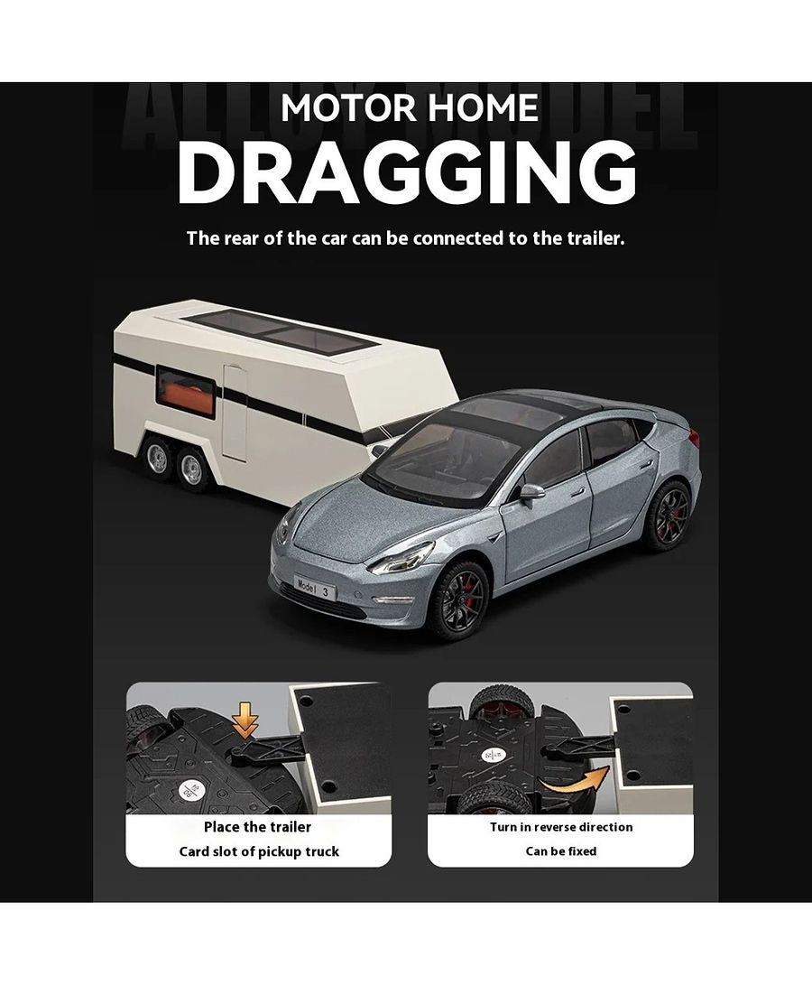 Tesla Model 3 with Trailer RV Model Set 1:24 Die-Cast Model image 6