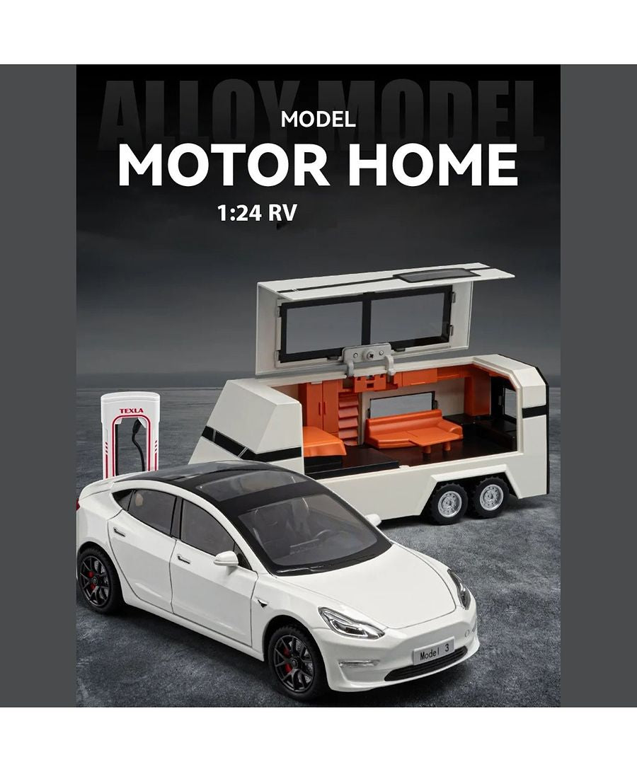 Tesla Model 3 with Trailer RV Model Set 1:24 Die-Cast Model image 10