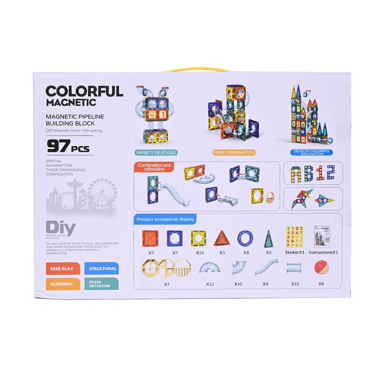 Colorful Magnetic Pipeline Building Block Set - 97 pcs product image 2