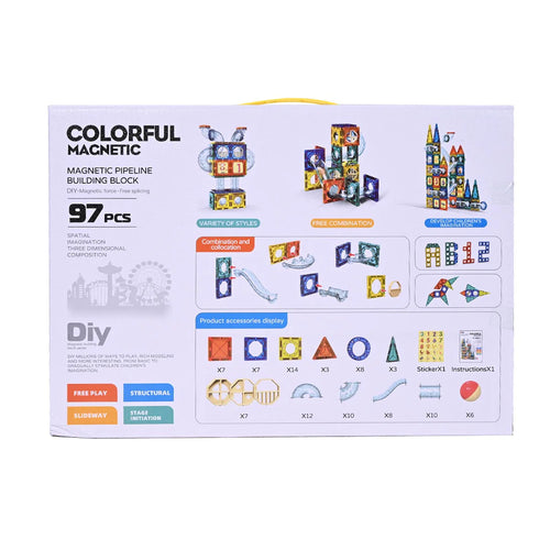 Colorful Magnetic Pipeline Building Block Set - 97 pcs product image 2