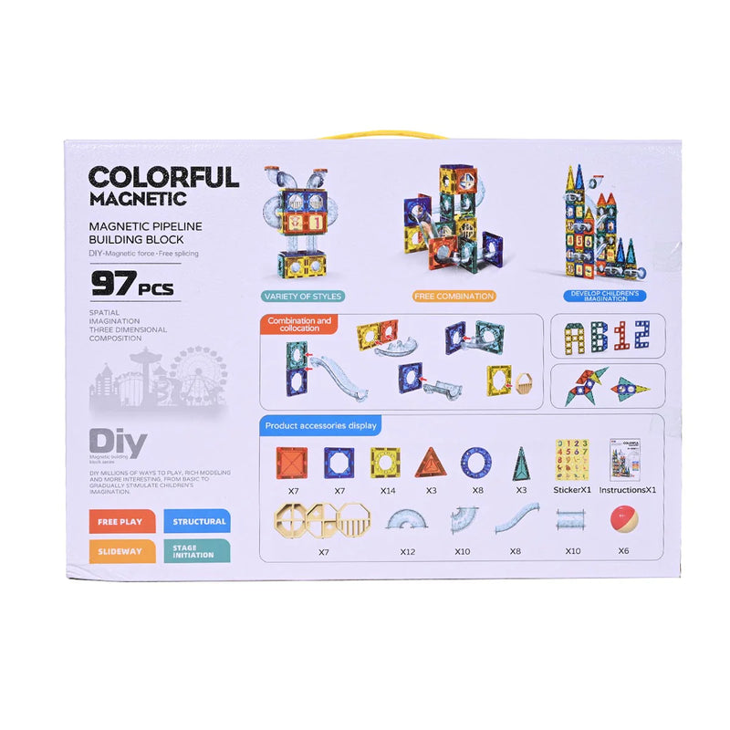 Colorful Magnetic Pipeline Building Block Set - 97 pcs product image 2