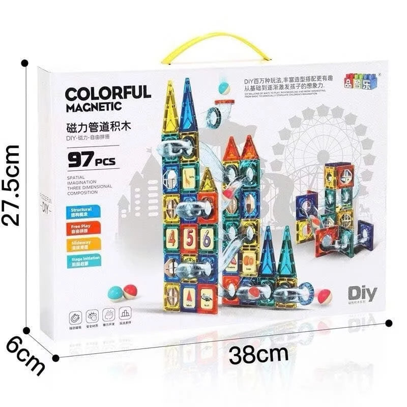 Colorful Magnetic Pipeline Building Block Set - 97 pcs product image 3