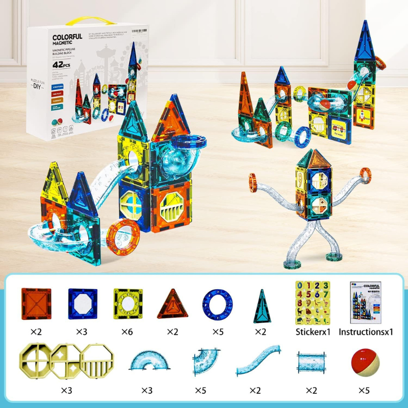 Colorful Magnetic Pipeline Building Block Set - 42 pcs product image 3
