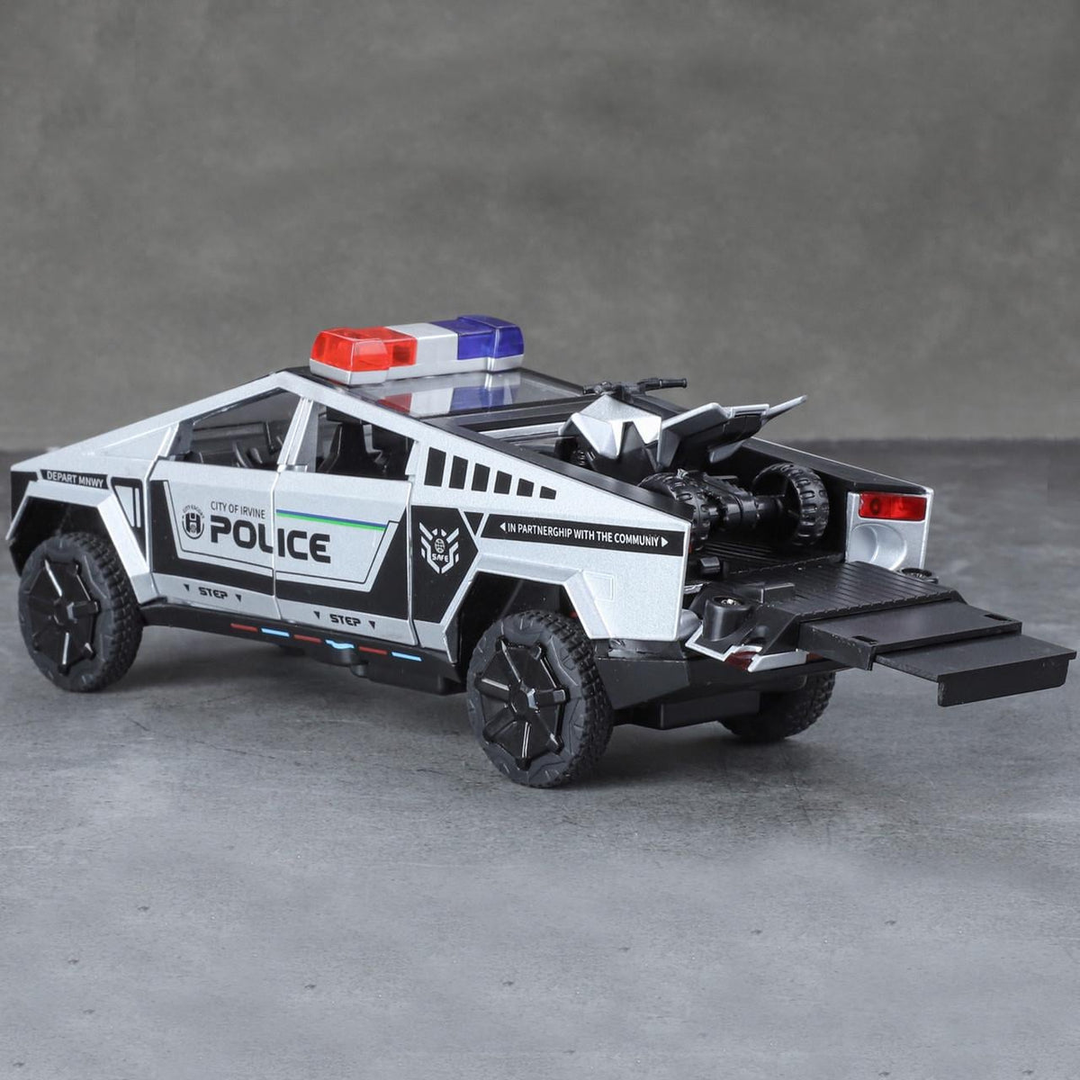Police Cybertruck Metal Toy Car Set 1:24 image 3