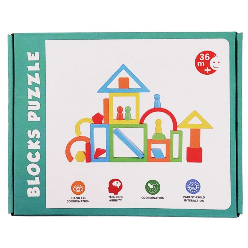 Rainbow Blocks Puzzle Montessori Set product image 1