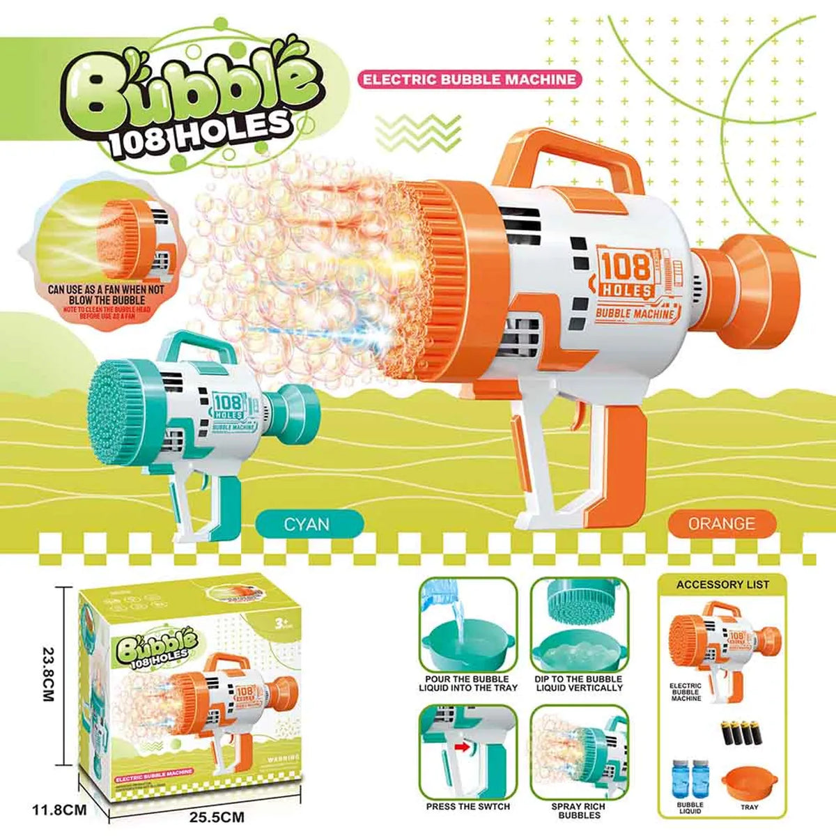Bubble Machine Gun Battery Operated 108 Holes product image 1
