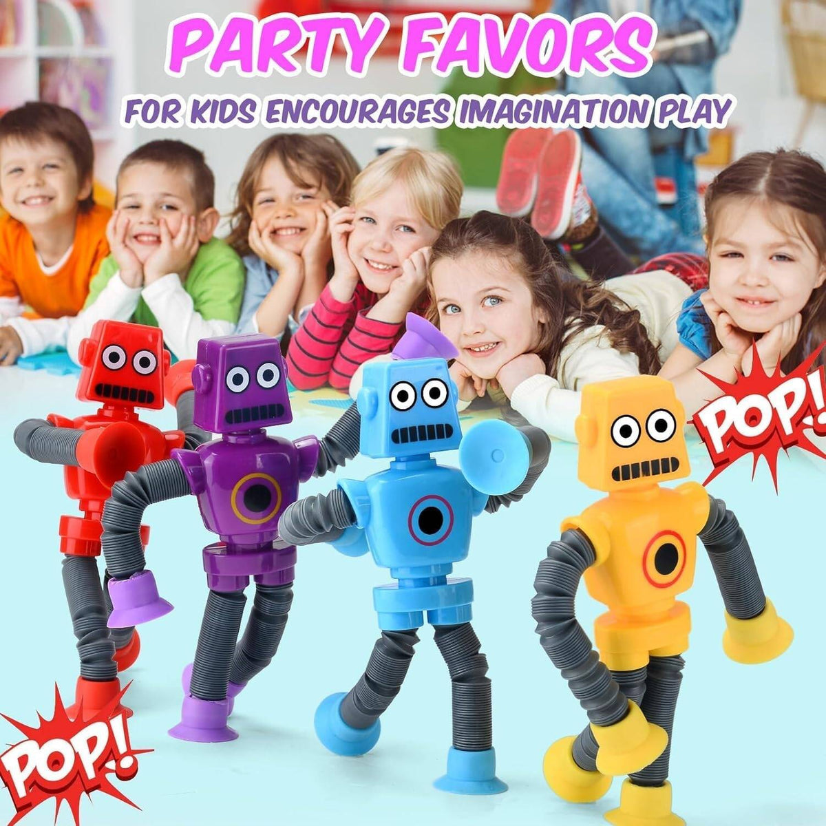Robot Pop Tube Suction Cup Toy Set