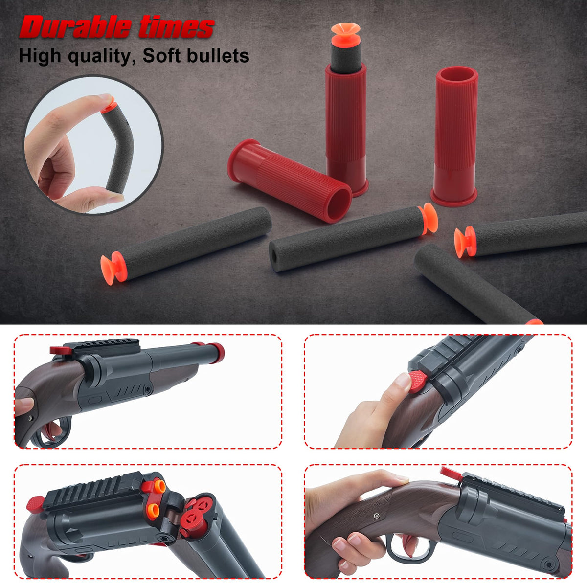 Double-Barrel Soft Bullet Toy Shotgun