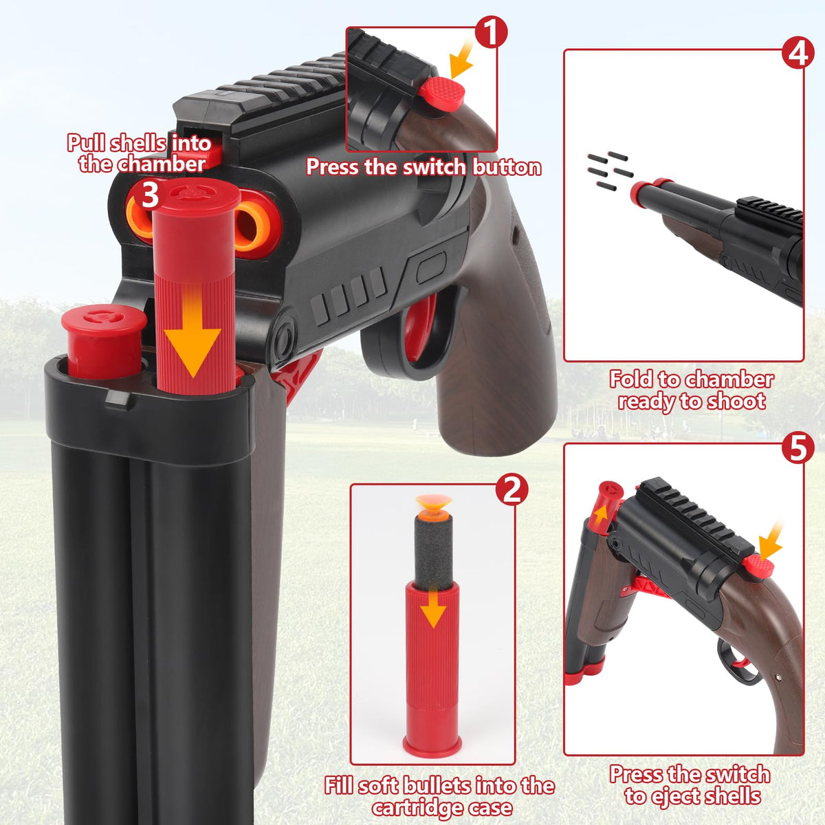 Double-Barrel Soft Bullet Toy Shotgun