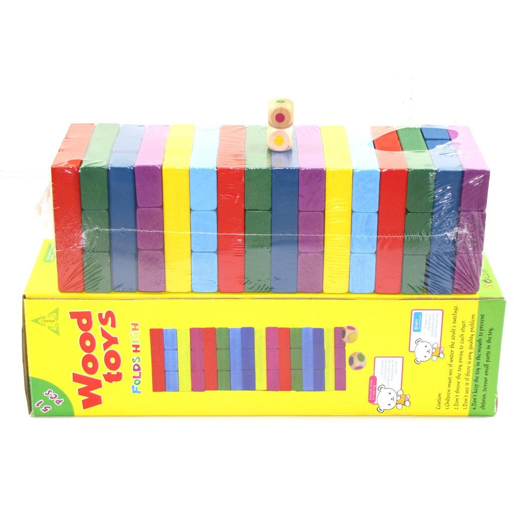 Wooden Stacking Blocks Tower Toy Set 51-pcs
