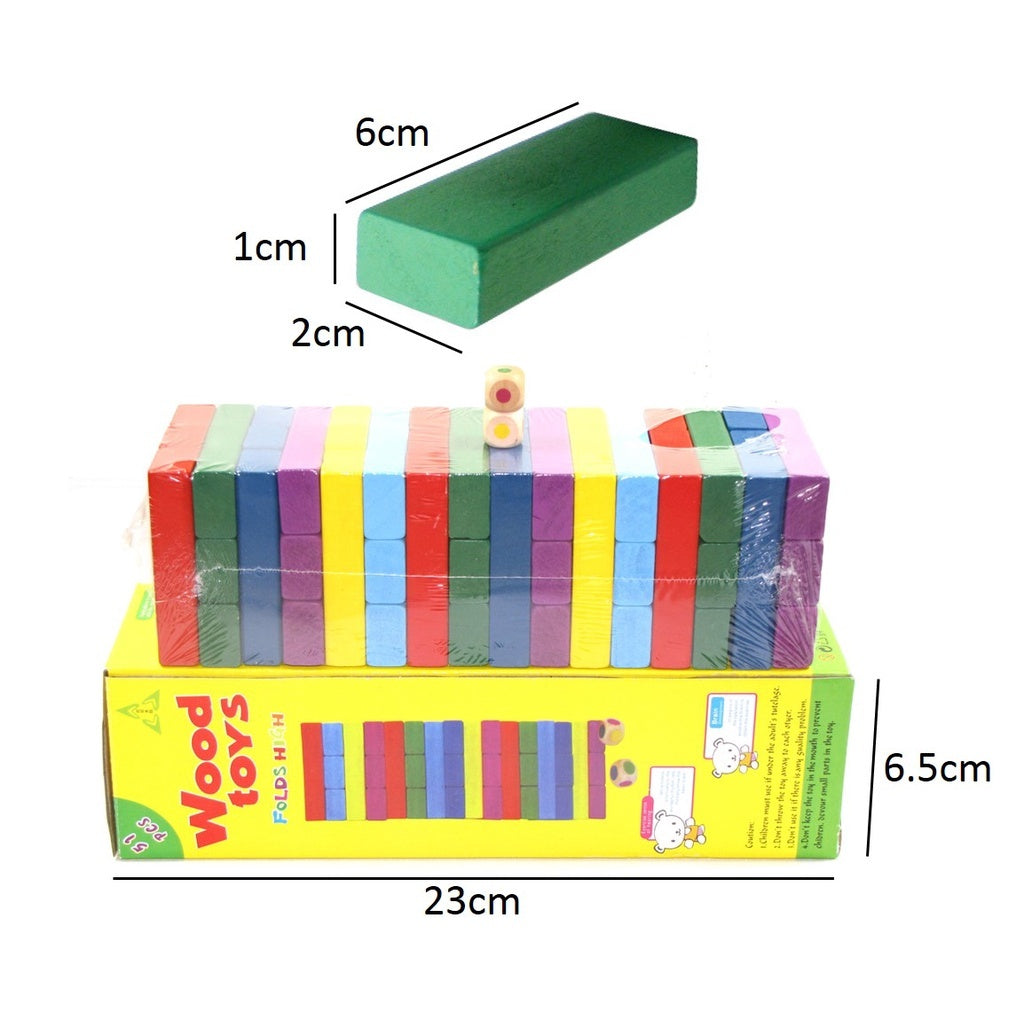 Wooden Stacking Blocks Tower Toy Set 51-pcs