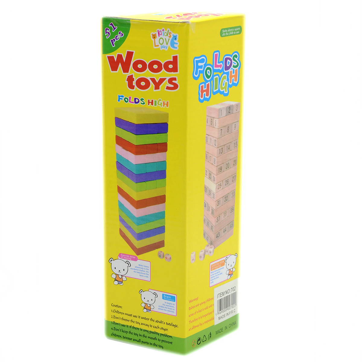 Wooden Stacking Blocks Tower Toy Set 51-pcs