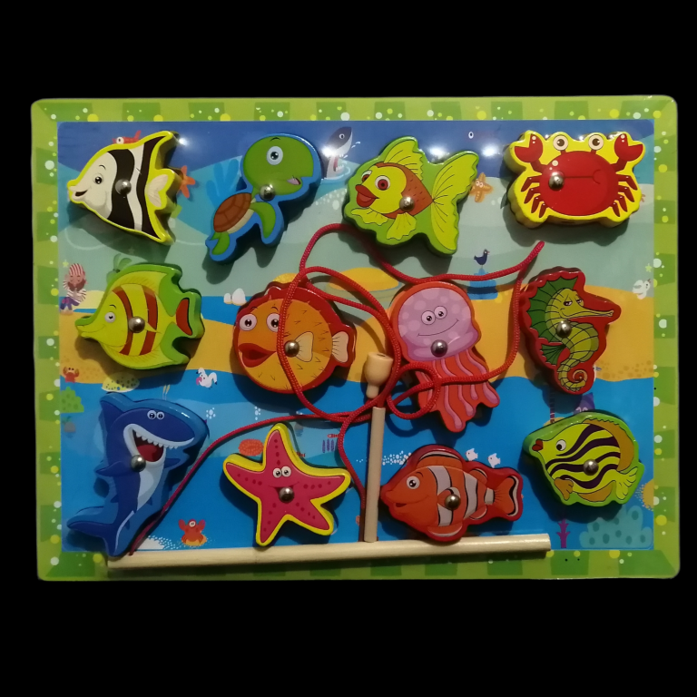Wooden Magnetic Fishing & Lacing Toy