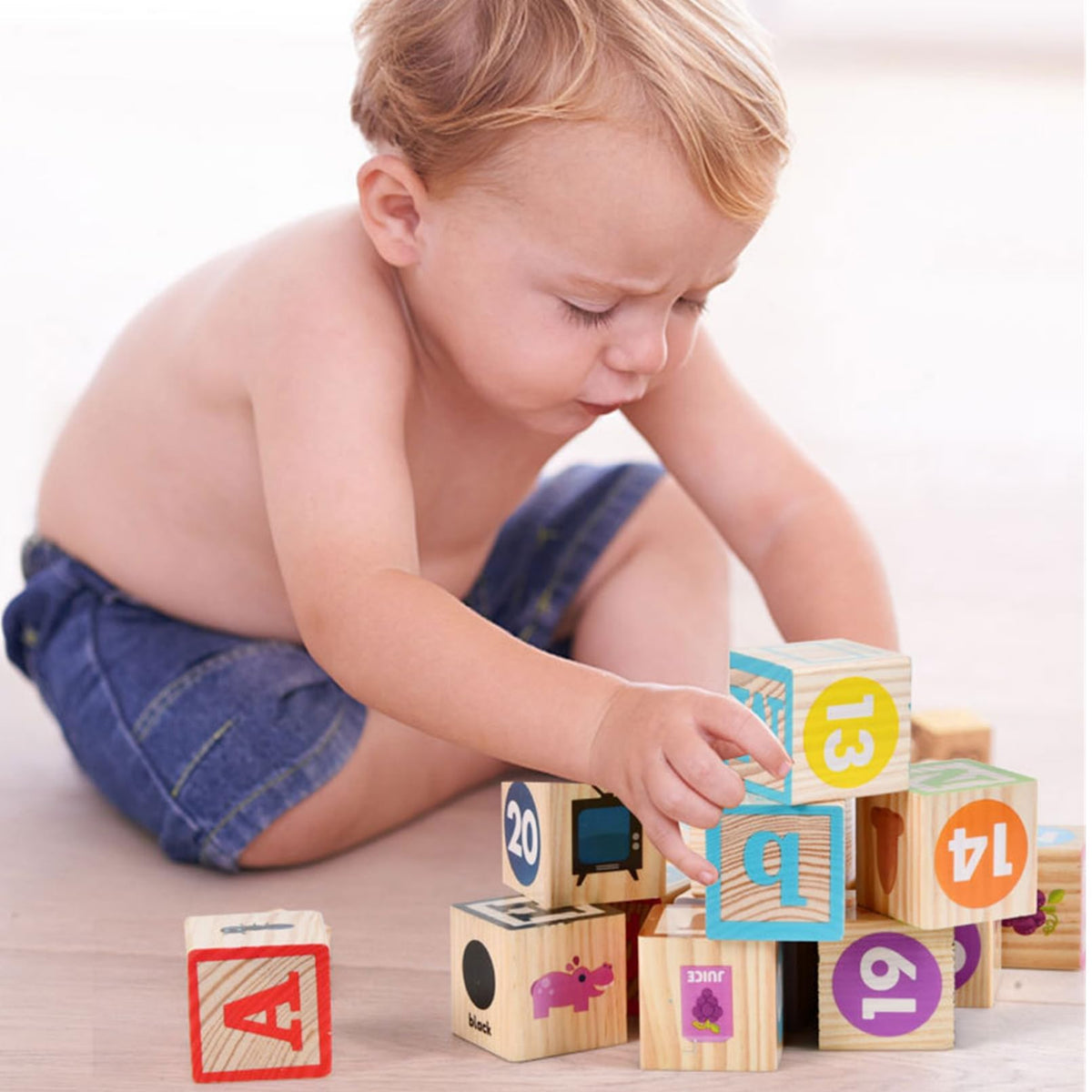 Wooden ABC & Number Combination Building Blocks Set