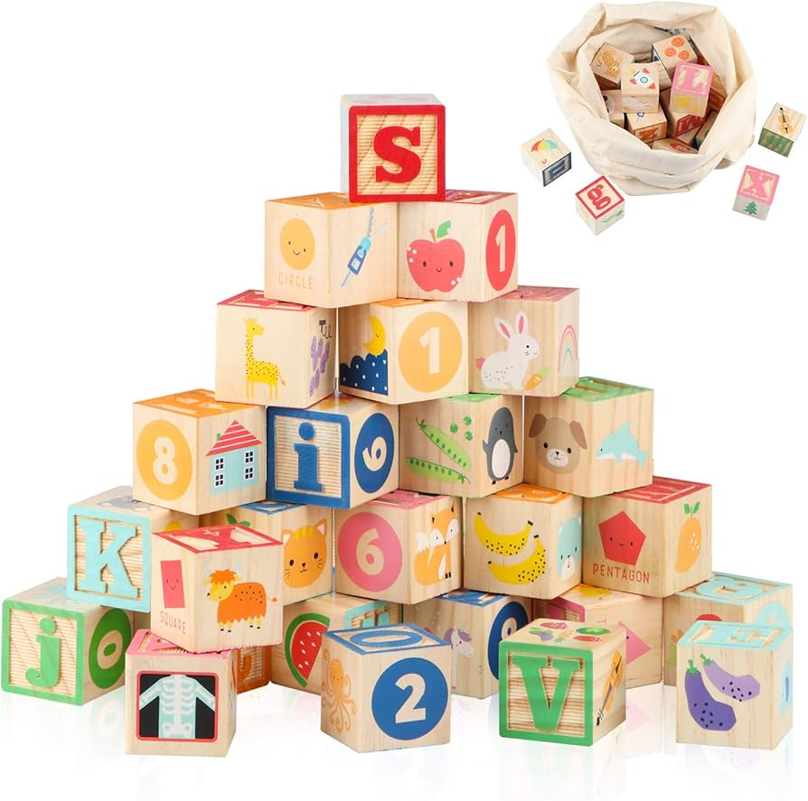 Wooden ABC & Number Combination Building Blocks Set