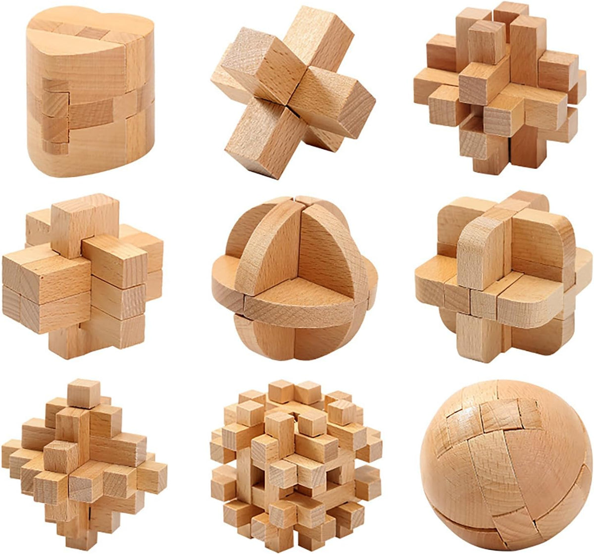 Wooden Kong Ming Lock Brain Teaser Set