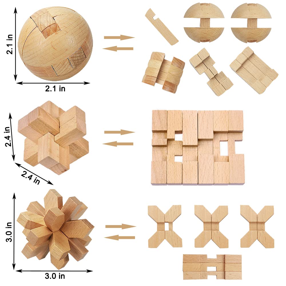 Wooden Kong Ming Lock Brain Teaser Set