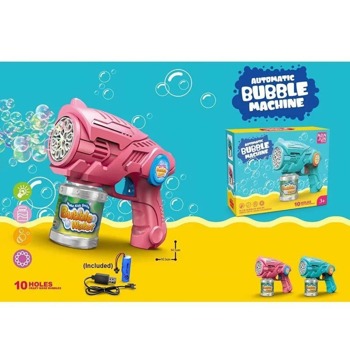 Automatic 10-Hole Bubble Blaster Machine Gun