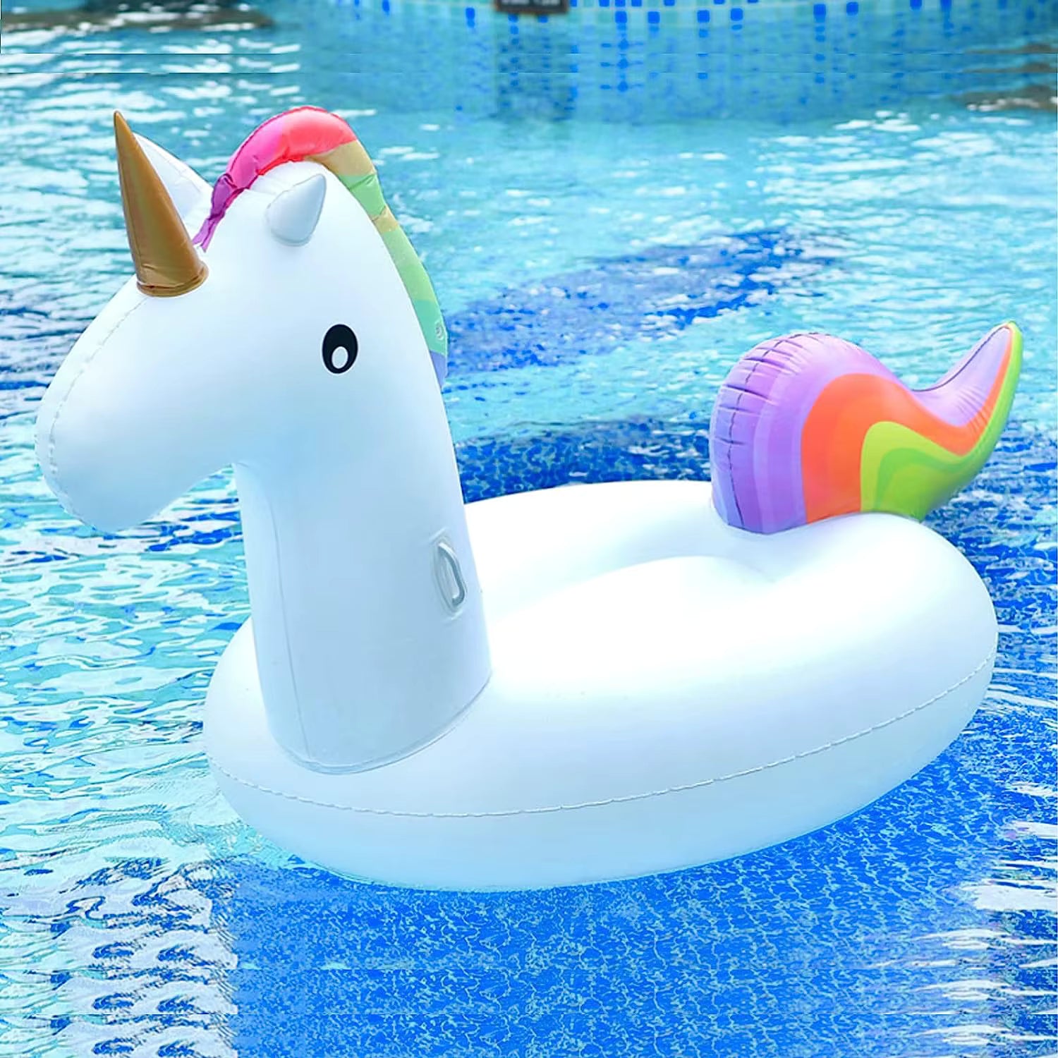 Inflatable Rainbow Magical Unicorn Swimming Float Ring