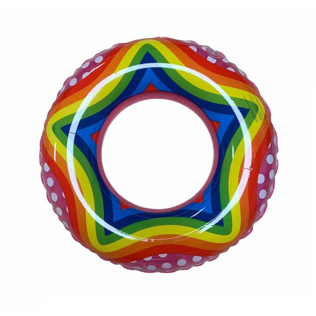 Rainbow Star Pattern Inflatable Swim Ring