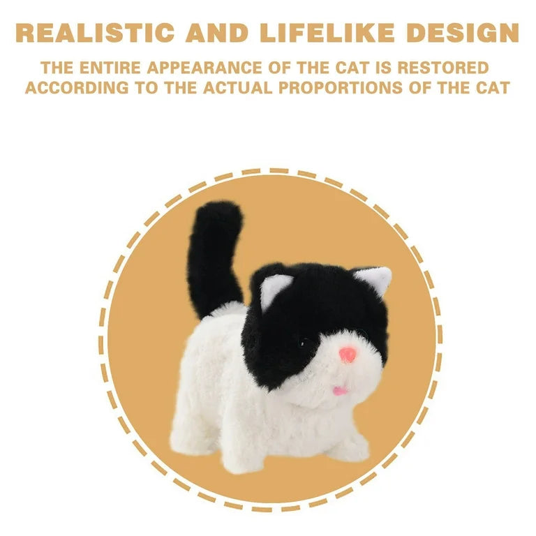Interactive Tuxedo Kitten Electronic Plush Toy