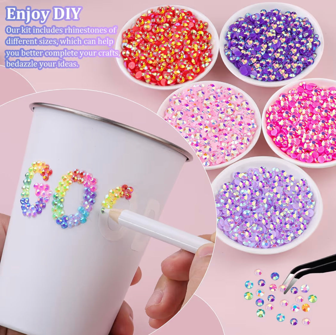 38,000Pcs 28-Color Jelly Rhinestones Bedazzling Kit