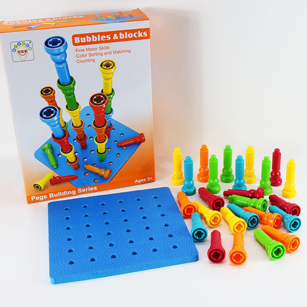 Bubbles & Blocks Peg Building Toy Set