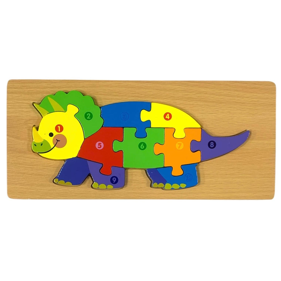 Wooden Dinosaur Number Jigsaw Puzzle Board