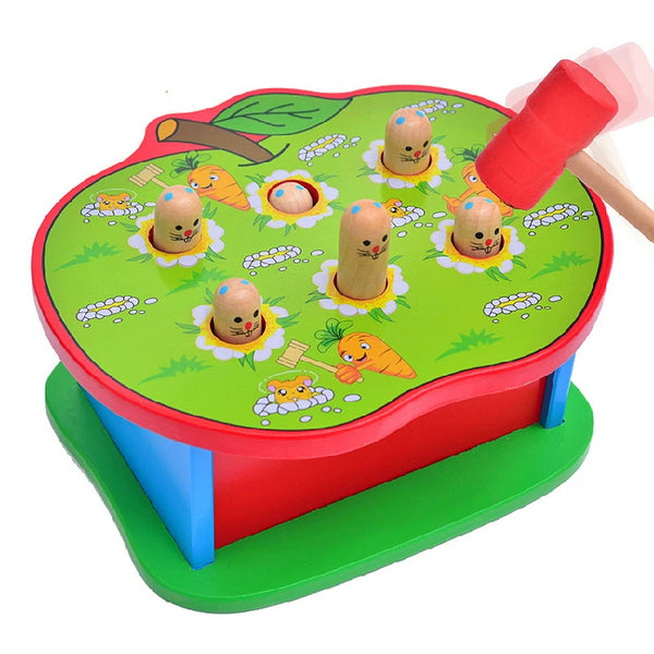 Wooden Apple Whack-a-Hamster Pounding Game
