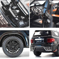 Black Nissan Patrol 1:24 diecast toy car side view