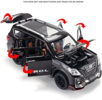 Black Nissan Patrol 1:24 diecast toy car rear angle view