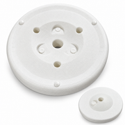 White round textured flag holder base only with multiple pole holes, top and reverse sides