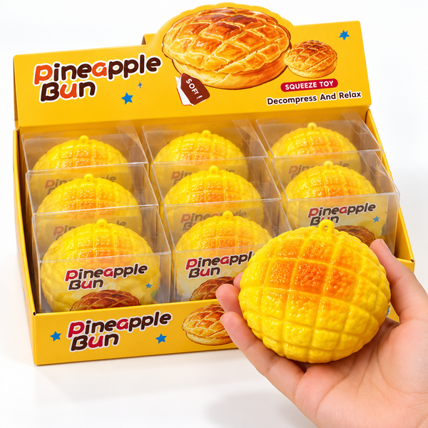 Pineapple Bun Squishy Squeeze Toy – Individually Boxed (1 Piece)
