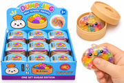 SH3680 mini dumpling orbeez-style toy being squeezed, multicoloured beads inside