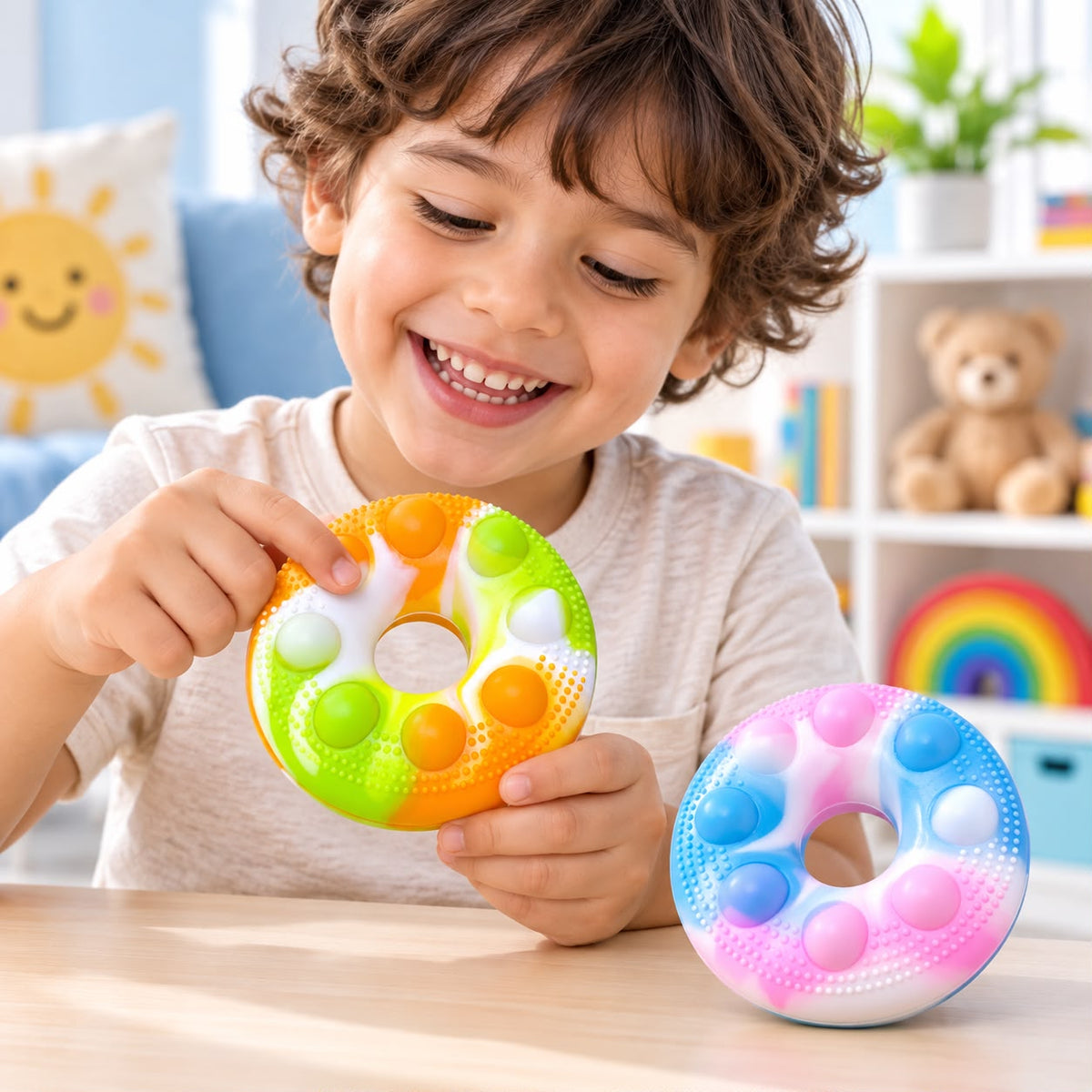 3D Donut Pop Fidget Toy – Sensory Bubble Stress Relief Toy, Assorted Colors – product image 2