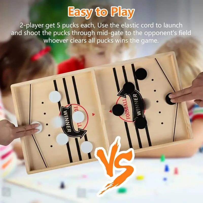 Wooden Tabletop Hockey Game – 2-Player Finger Flick Challenge | Family Arcade-Style Fun image 5