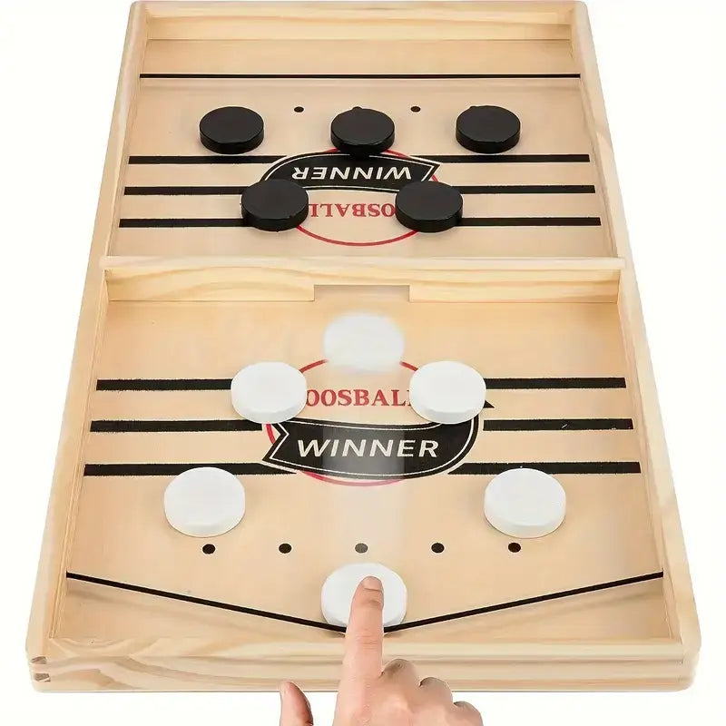 Wooden Tabletop Hockey Game – 2-Player Finger Flick Challenge | Family Arcade-Style Fun image 1