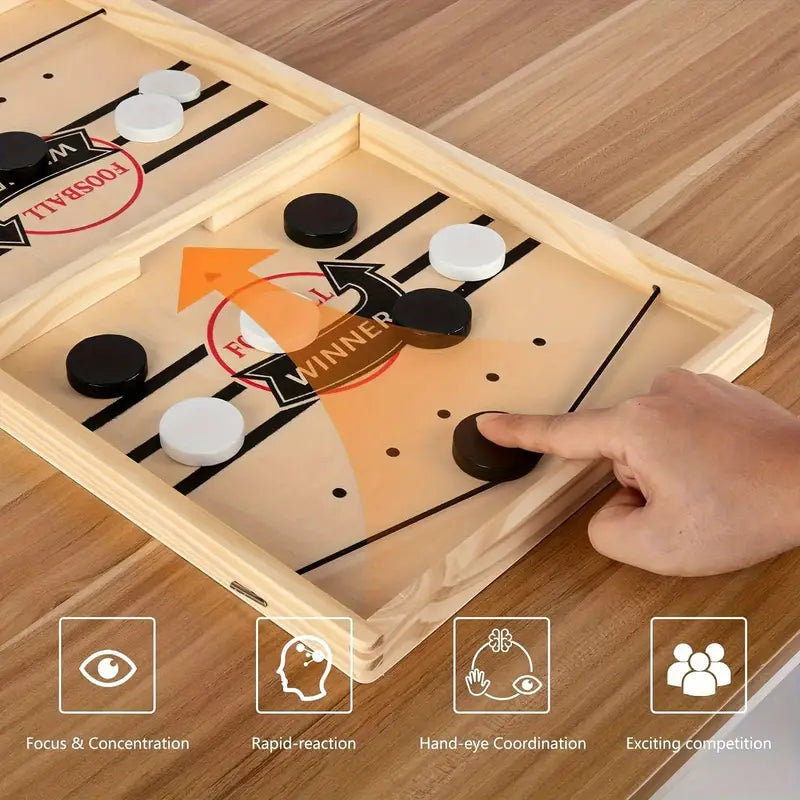 Wooden Tabletop Hockey Game – 2-Player Finger Flick Challenge | Family Arcade-Style Fun image 3