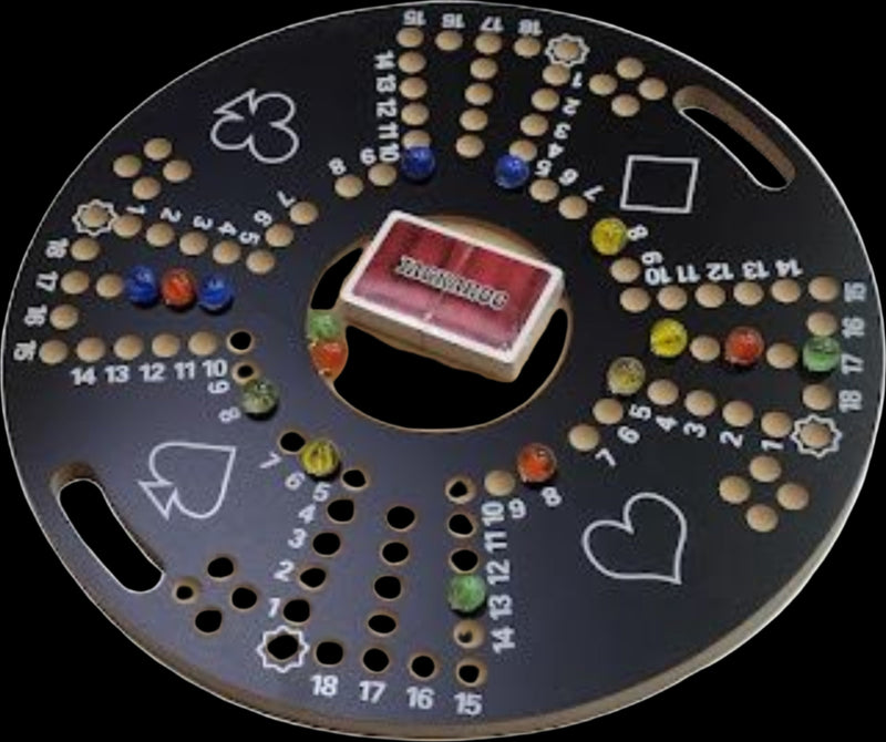 Wooden Marble Strategy Game Wooden Board Game – 40x40cm Round Strategic Card & Marble Game for 2-4 Players | Premium Wood Family Game for Fun, Focus & Skill-Building image 2