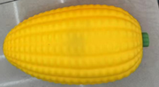 Original supplier photo: Plump yellow corn squishy with moulded kernel rows and a short green stem