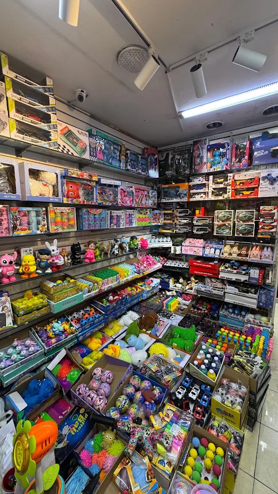 Shelves of squishies and sensory toys at Sharifco Toys
